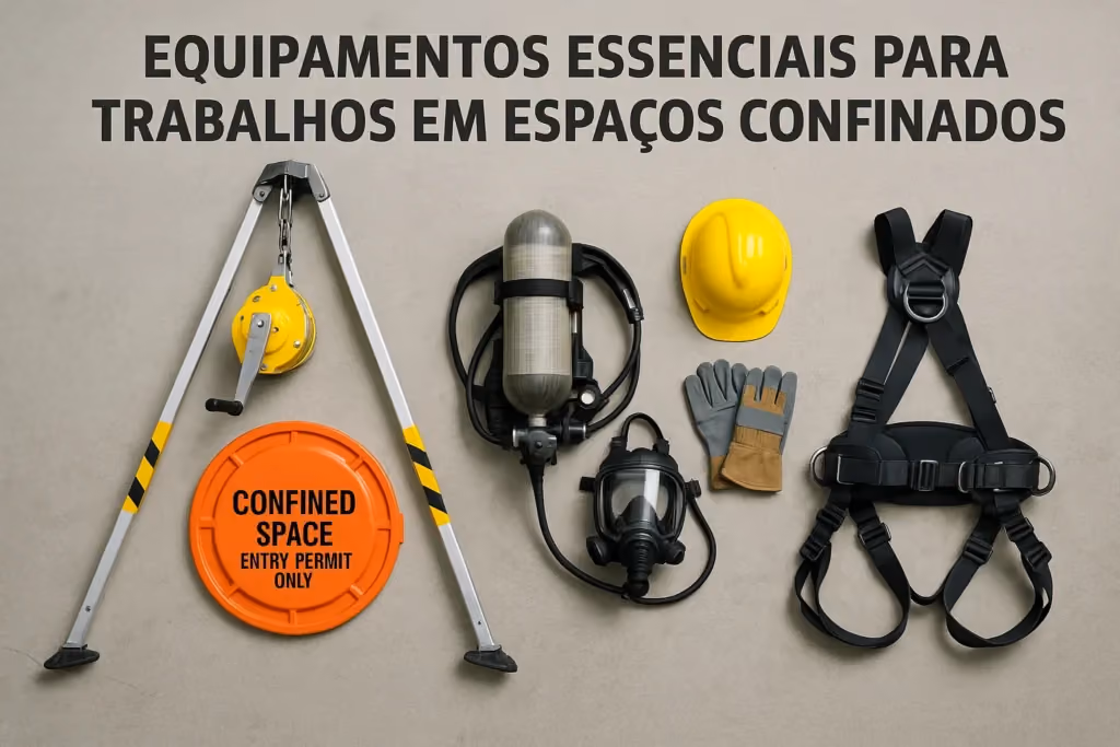 Equipamentos essenciais para trabalhos em espaços confinados.