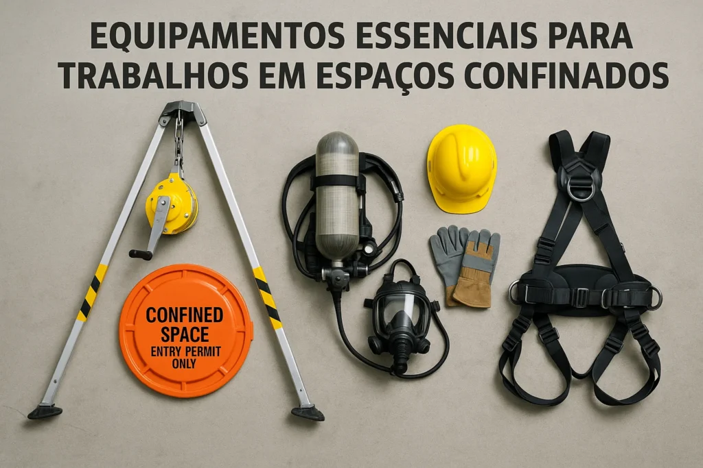 Equipamentos essenciais para trabalhos em espaços confinados.