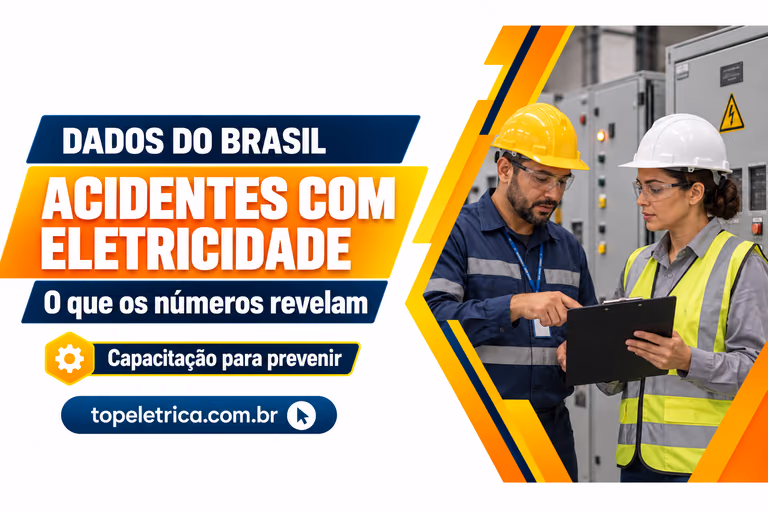 ACIDENTES COM ELETRICIDADE: O que os números revelam. Fotografia ilustrativa de profissionais planejando a segurança diante de painéis fechados.