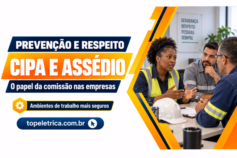 CIPA E ASSÉDIO: O papel da comissão nas empresas. Fotografia ilustrativa de reunião de trabalhadores sobre prevenção.