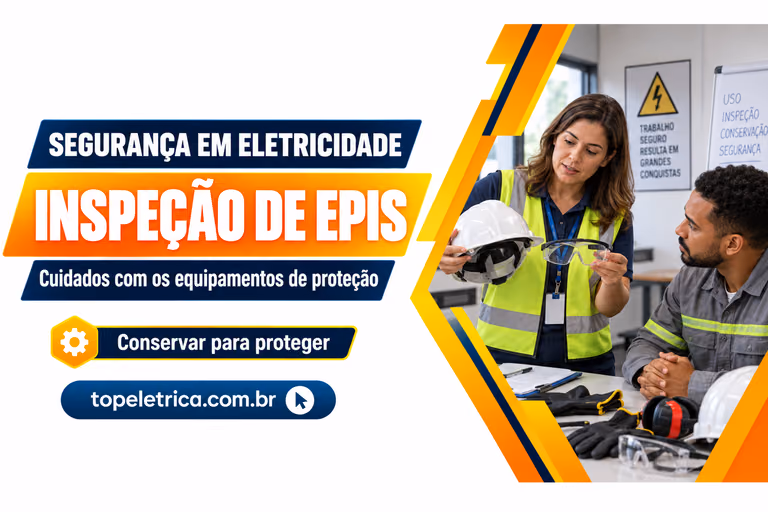 INSPEÇÃO DE EPIS: Cuidados com os equipamentos de proteção. Fotografia ilustrativa de orientação sobre equipamentos de proteção individual.