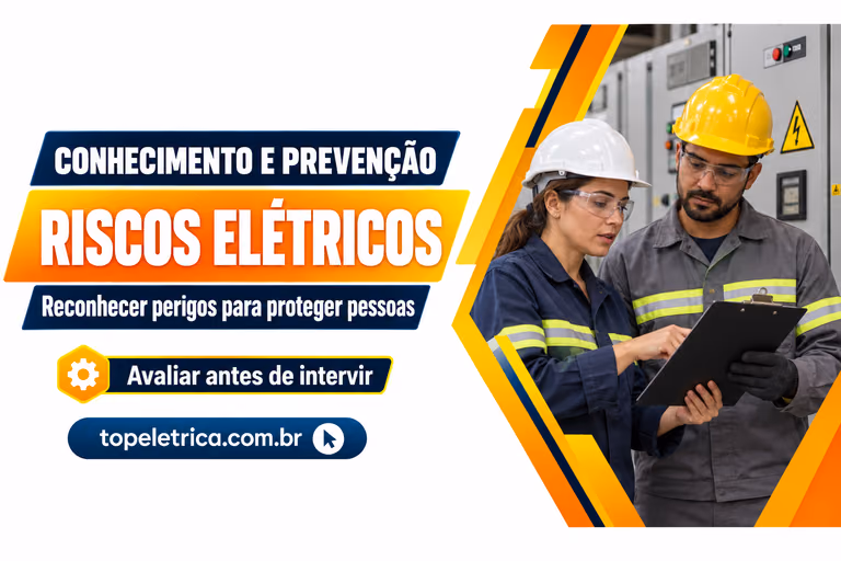 RISCOS ELÉTRICOS: Reconhecer perigos para proteger pessoas. Fotografia ilustrativa de profissionais planejando a segurança diante de painéis fechados.