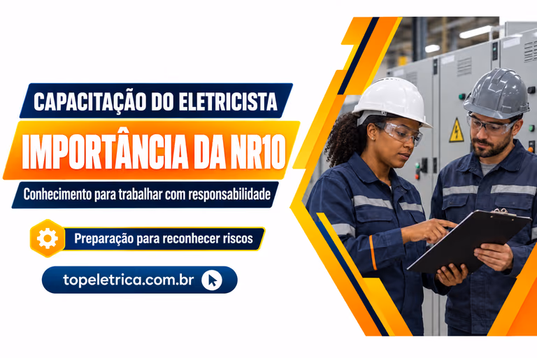 IMPORTÂNCIA DA NR10: Conhecimento para trabalhar com responsabilidade. Fotografia ilustrativa de profissionais planejando a segurança diante de painéis fechados.