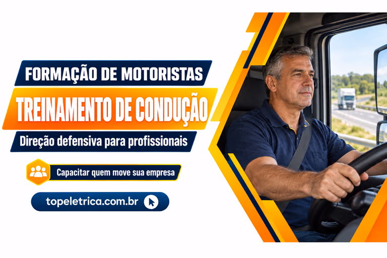 TREINAMENTO DE CONDUÇÃO: Direção defensiva para profissionais. Fotografia ilustrativa de contexto de condução profissional e segurança viária.