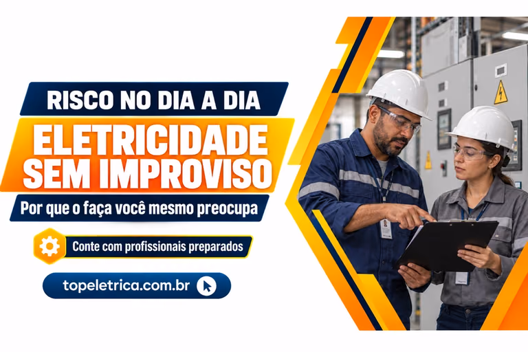 ELETRICIDADE SEM IMPROVISO: Por que o faça você mesmo preocupa. Fotografia ilustrativa de profissionais planejando a segurança diante de painéis fechados.