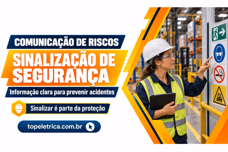SINALIZAÇÃO DE SEGURANÇA: Informação clara para prevenir acidentes. Fotografia ilustrativa de sinalização em um ambiente de trabalho.