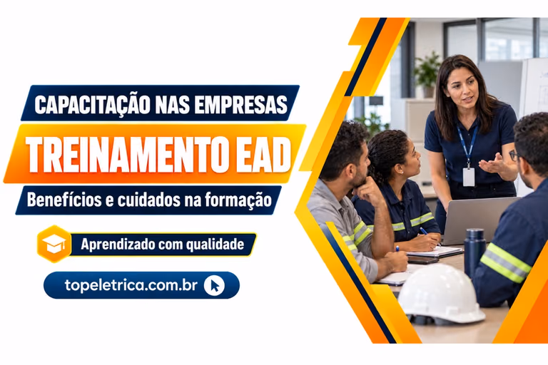 TREINAMENTO EAD: Benefícios e cuidados na formação. Fotografia ilustrativa de capacitação de uma equipe.