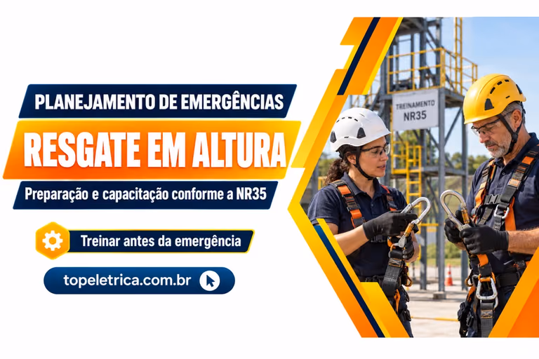 RESGATE EM ALTURA: Preparação e capacitação conforme a NR35. Fotografia ilustrativa de inspeção de equipamentos em área de treinamento.