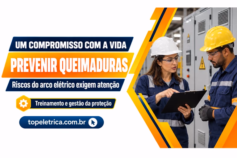 PREVENIR QUEIMADURAS: Riscos do arco elétrico exigem atenção. Fotografia ilustrativa de profissionais planejando a segurança diante de painéis fechados.