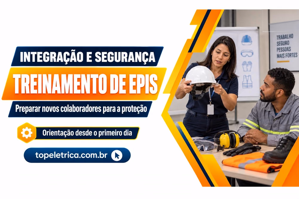 TREINAMENTO DE EPIS: Preparar novos colaboradores para a proteção. Fotografia ilustrativa de orientação sobre equipamentos de proteção individual.