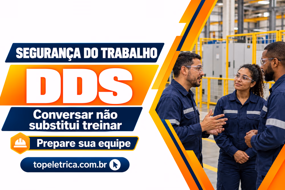 Equipe participa de conversa sobre segurança em área de treinamento, afastada de máquinas.